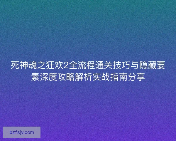 死神魂之狂欢2全流程通关技巧与隐藏要素深度攻略解析实战指南分享