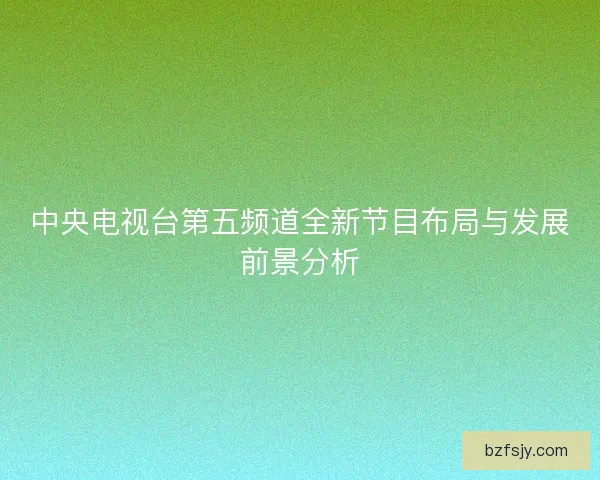 中央电视台第五频道全新节目布局与发展前景分析